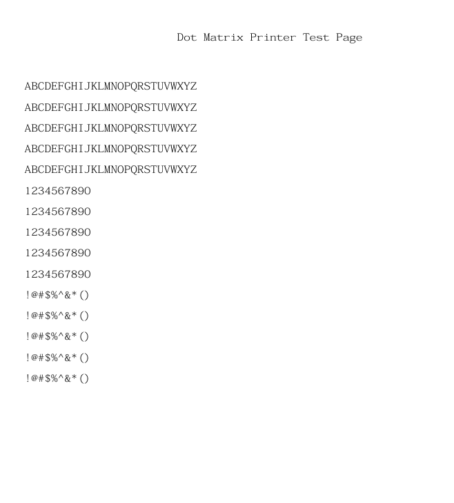 Dot Matrix Printer Test 1 dot matrix test