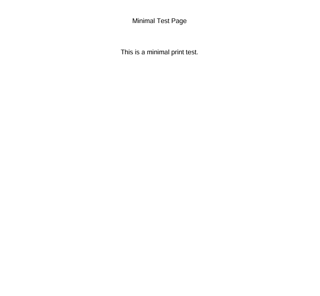 Minimal Printer Test Page 1 minimal test page